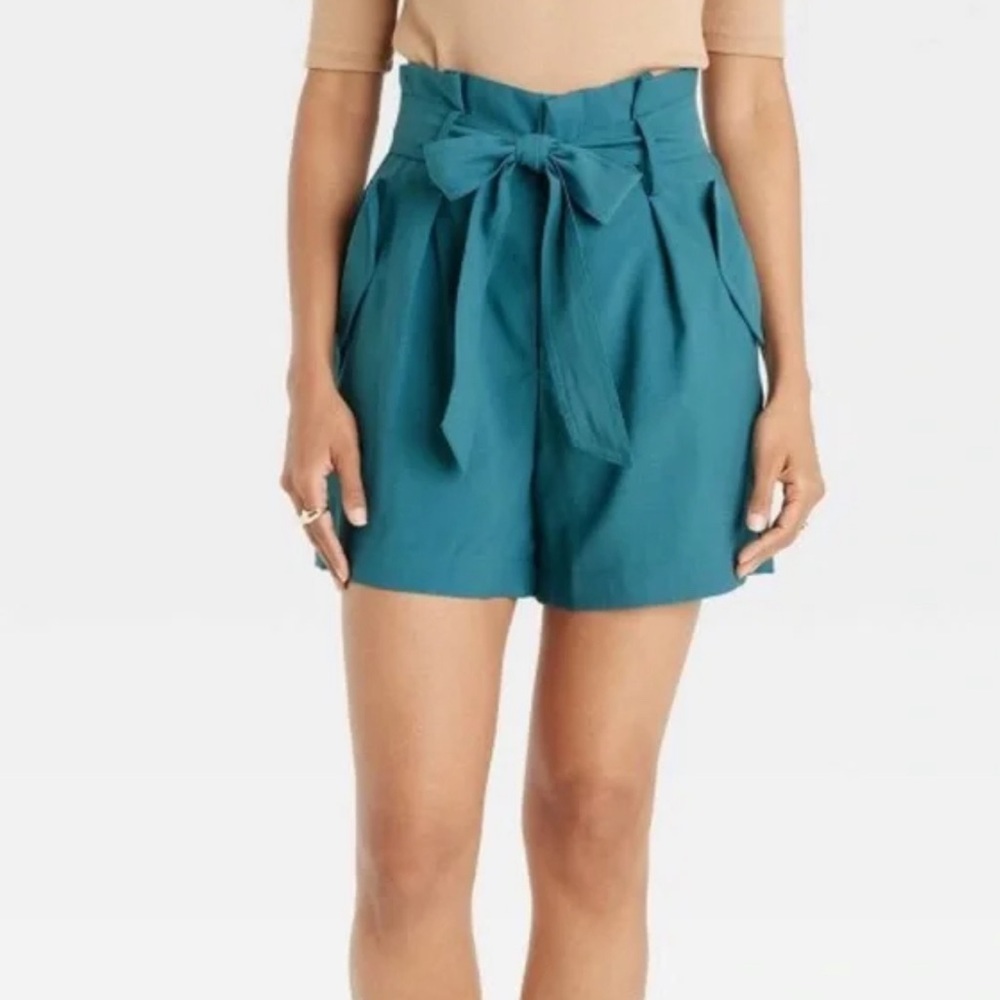 A New Day Teal Paper-bag Shorts- 10